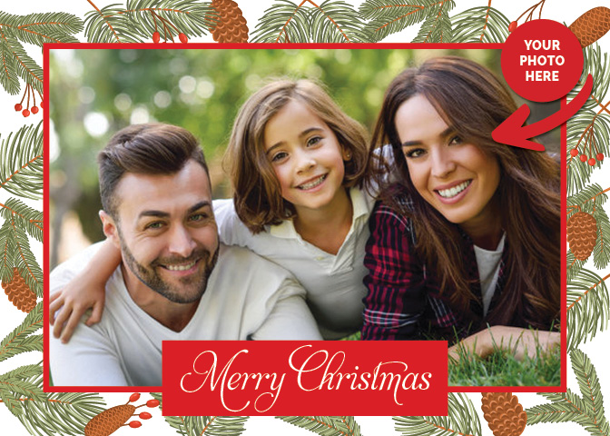 Evergreen Border Photo Card