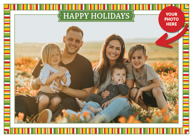 Red Green Stripes Photo Card